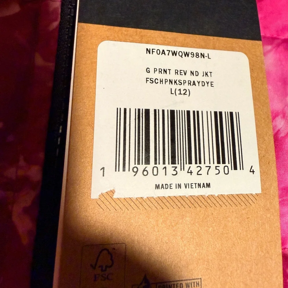 NEW The North Face Girls Down L 12 Reversible Jacket Pink Spray Black